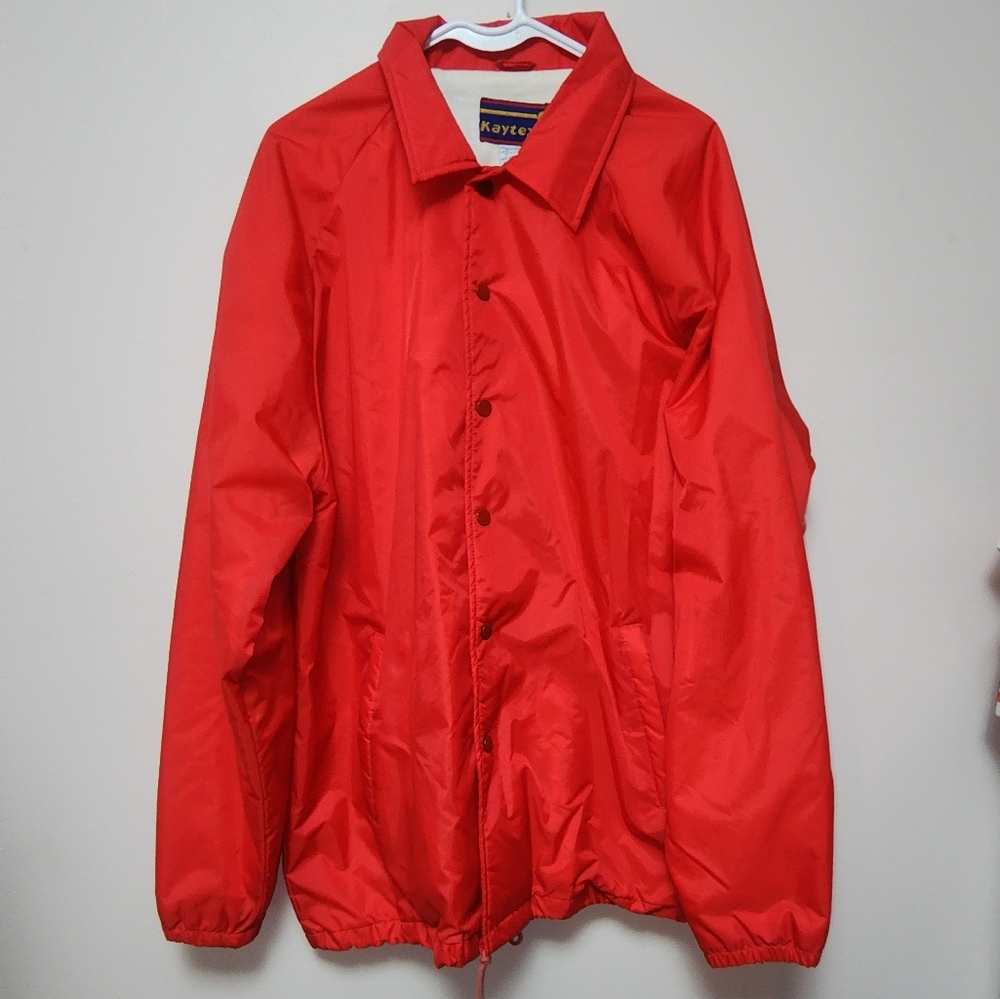 Kaytex Red Light Weight Windbreaker Snap Down Jacket Size L New